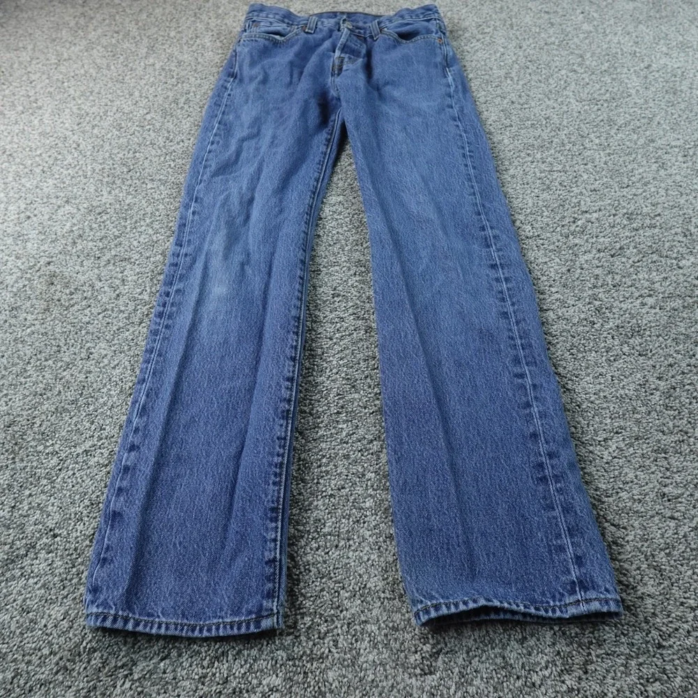 Levis Jeans Mens 30X34 Dark Blue Denim Pants 501 Straight Button Fly Mid Rise